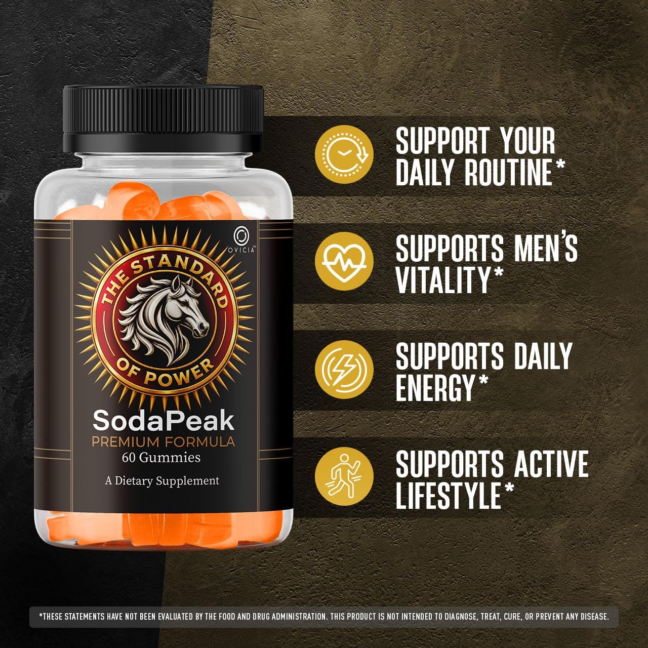 Soda Peak Gummies benefits: supports daily routine, men's vitality, daily energy and active lifestyle